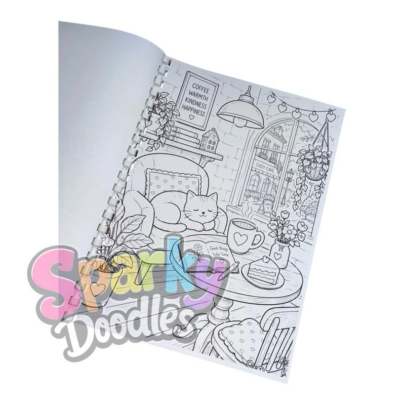 Cozy Cafes Colouring Book