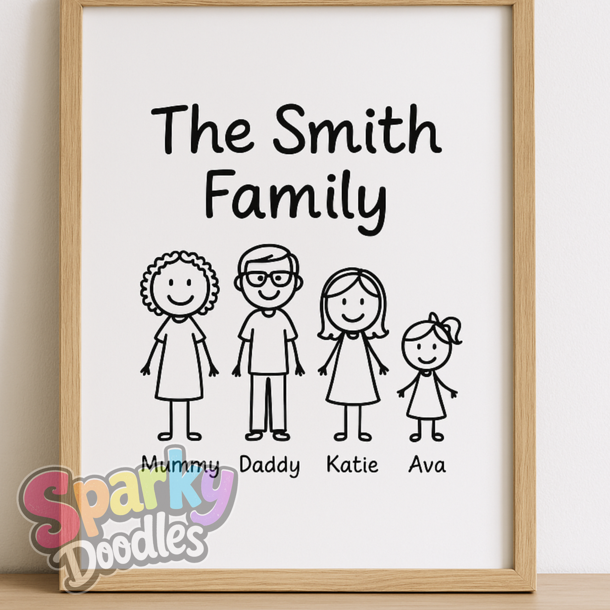 Doodle Family A4 Keepsake Print - Unframed