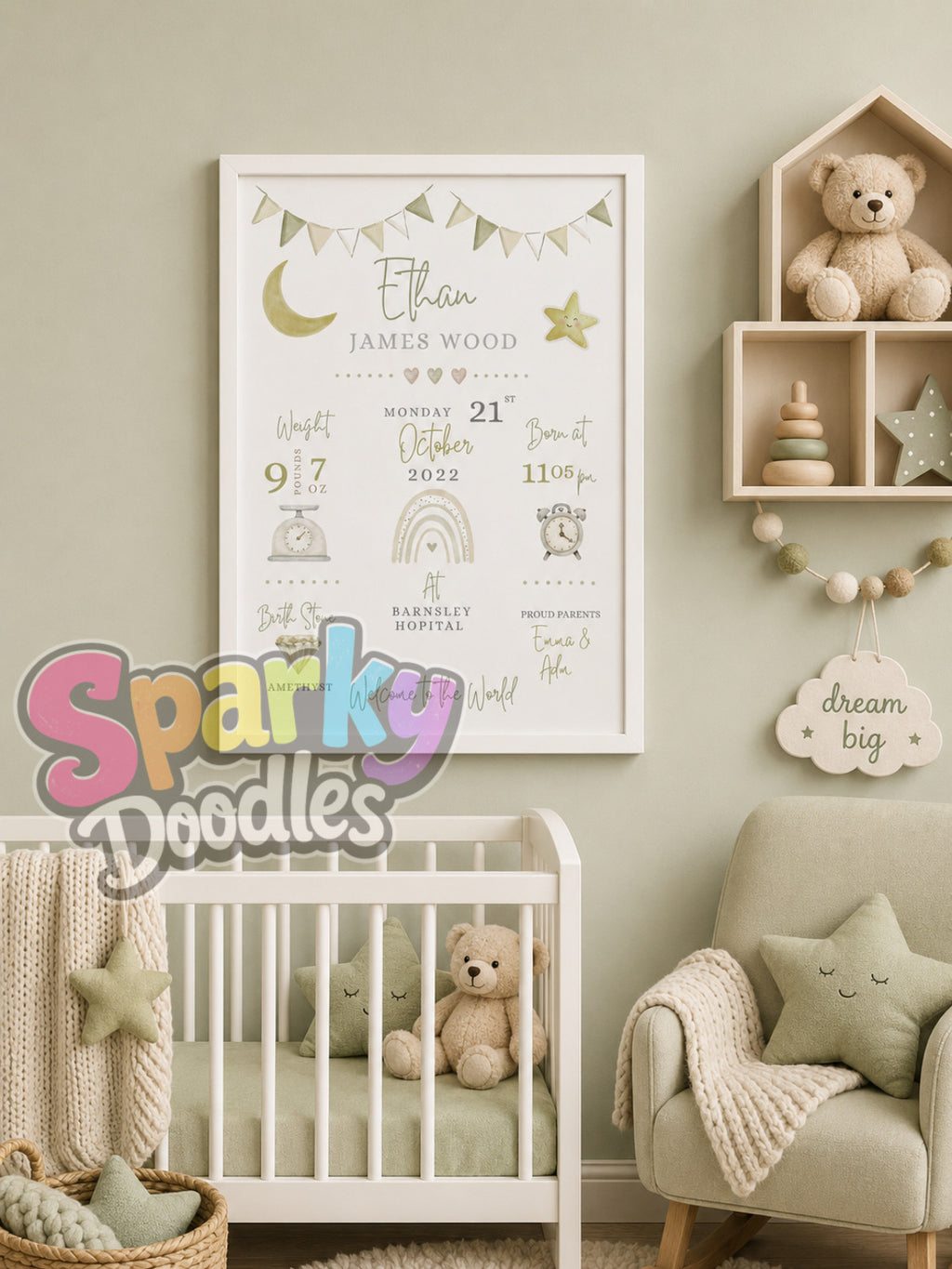 Welcome To The World Personalised A4 Baby Print