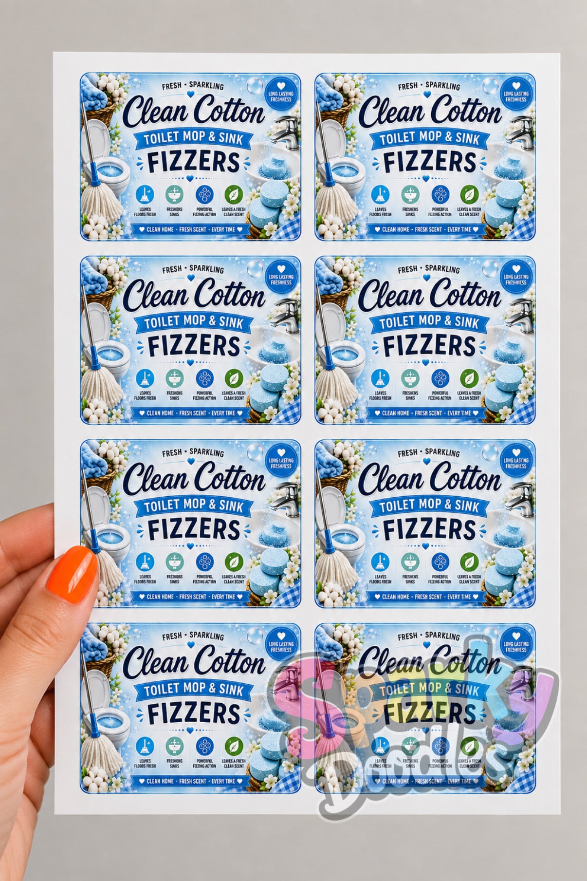 Toilet Mop & Sink Fizzers HB Box Labels