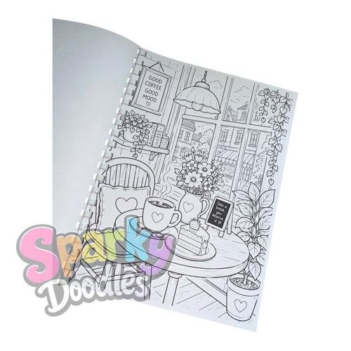 Cozy Cafes Colouring Book
