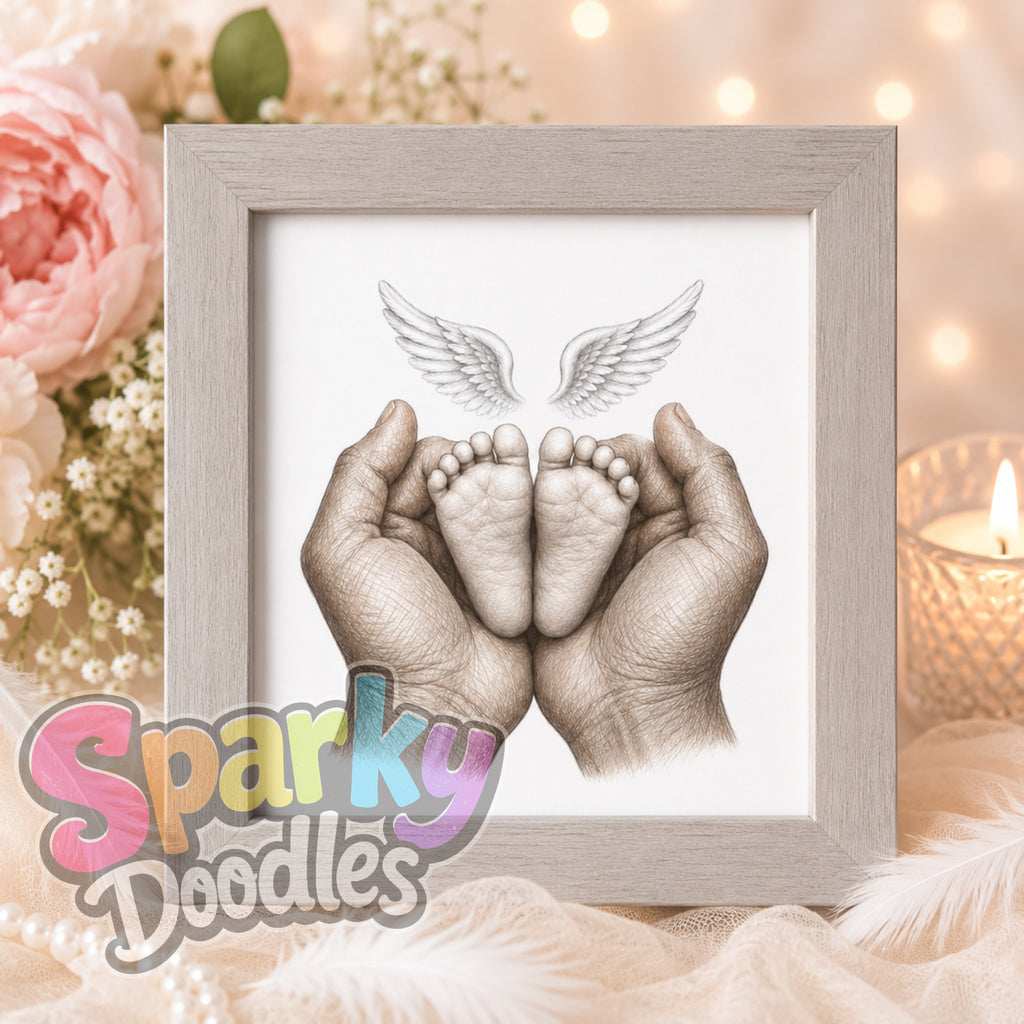 Angel Hands & Feet Child Loss & Remembrance A4 Print (Pay What You Can Afford) - A4 Keepsake - Unframed