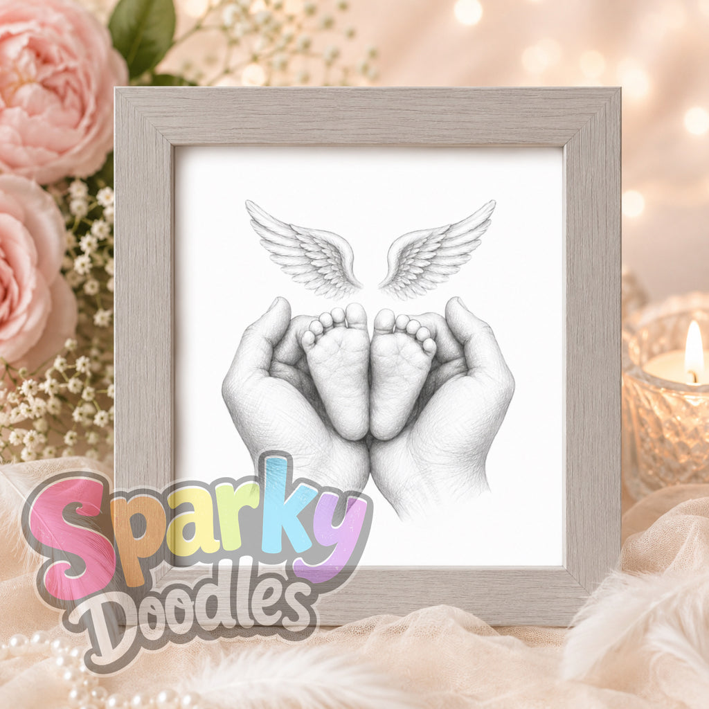 Angel Hands & Feet Child Loss & Remembrance A4 Print (Pay What You Can Afford) - A4 Keepsake - Unframed